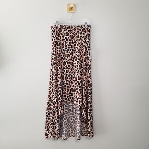 LuLaRoe NWT Olivia Leopard Print Hi Low Maxi Skirt Medium Stretchy Oversized